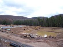 11 14 05 view of first pond below limestone tanks with berms that will be below water level when full