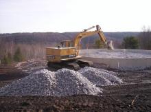 Filling tank with limestone